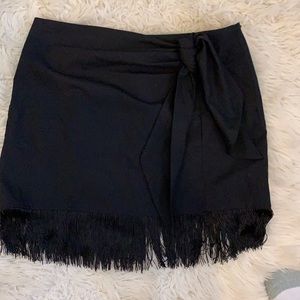 Zara Black Fringe Mini Skirt